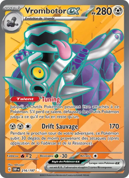 Carte Pokémon Vrombotor-ex 216/197 Ultra Rare Flammes Obsidiennes