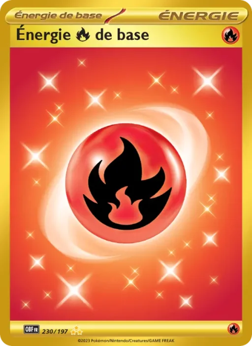 Carte Pokémon Énergie Fire de base 230/197 Hyper rare Flammes Obsidiennes
