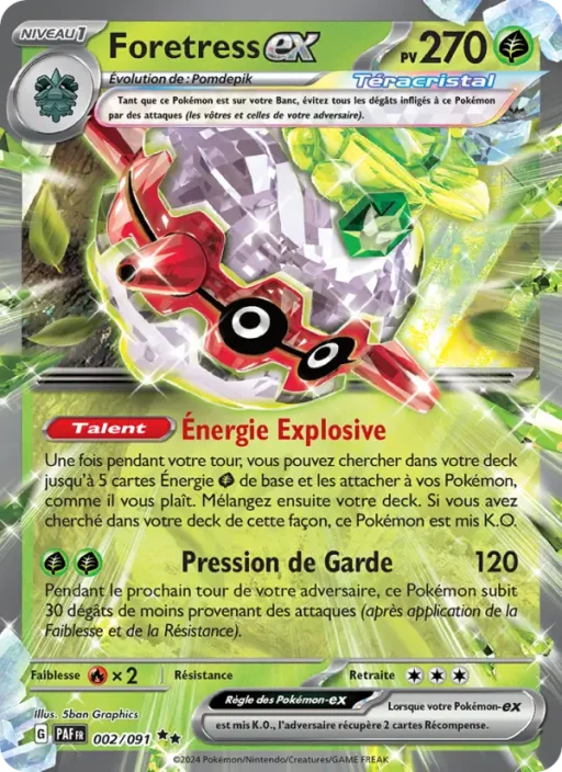Carte Pokémon Foretress-ex 002/091 Double rare Destinées de Paldea