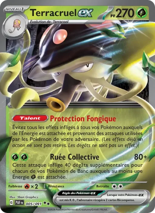 Carte Pokémon Terracruel-ex 005/091 Double rare Destinées de Paldea
