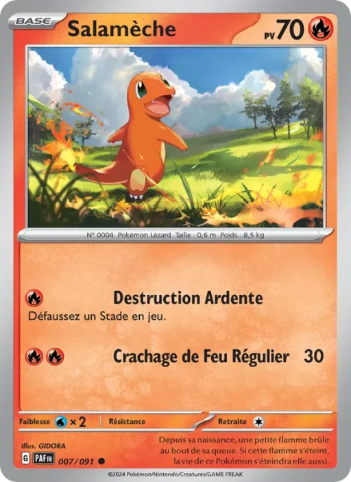 Carte Pokémon Salamèche 007/091 Commune Destinées de Paldea