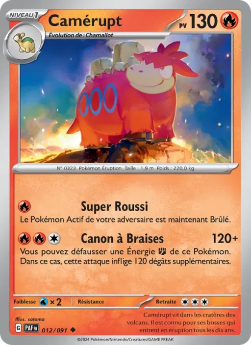 Carte Pokémon Camérupt 012/091 Peu Commune Destinées de Paldea