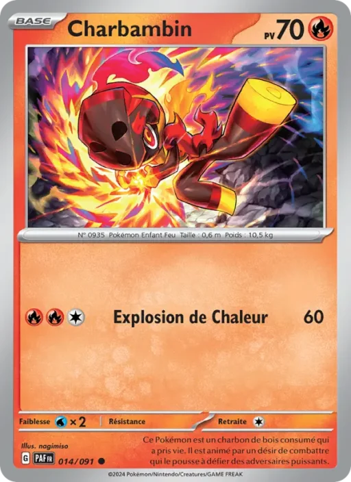 Carte Pokémon Charbambin 014/091 Commune Destinées de Paldea