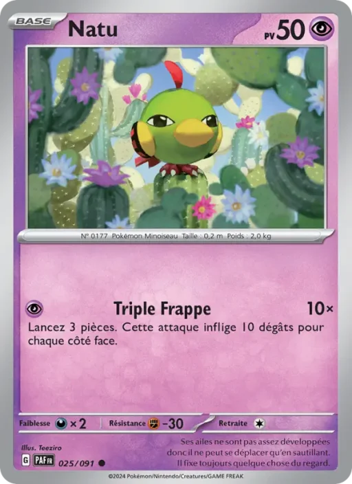 Carte Pokémon Natu 025/091 Commune Destinées de Paldea