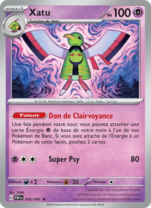 Carte Pokémon Xatu 026/091 Rare Destinées de Paldea