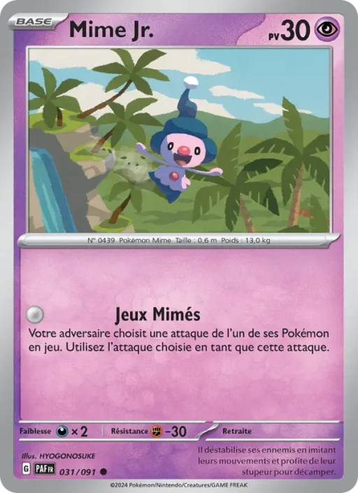 Carte Pokémon Mime Jr. 031/091 Commune Destinées de Paldea