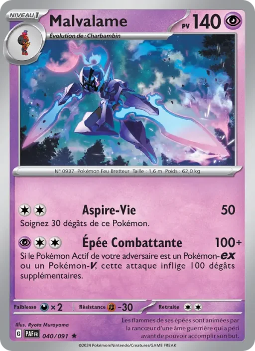 Carte Pokémon Malvalame 040/091 Rare Destinées de Paldea