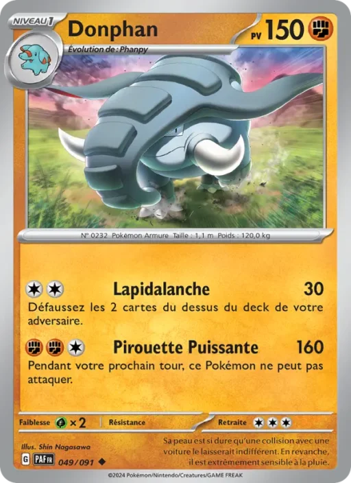 Carte Pokémon Donphan 049/091 Peu Commune Destinées de Paldea