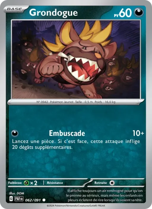 Carte Pokémon Grondogue 062/091 Commune Destinées de Paldea