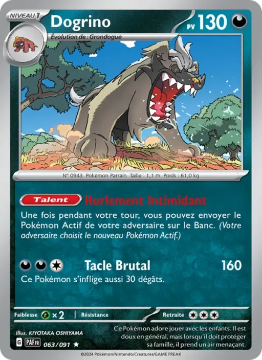 Carte Pokémon Dogrino 063/091 Rare Destinées de Paldea