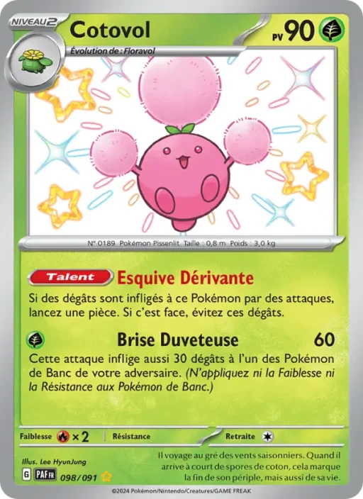 Carte Pokémon Cotovol 098/091 Shiny rare Destinées de Paldea