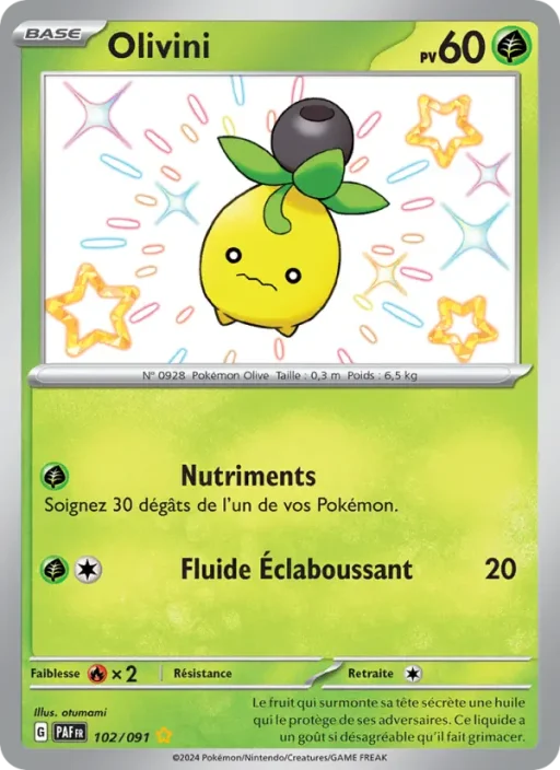 Carte Pokémon Olivini 102/091 Shiny rare Destinées de Paldea