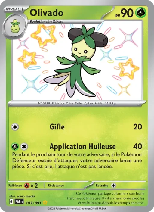 Carte Pokémon Olivado 103/091 Shiny rare Destinées de Paldea