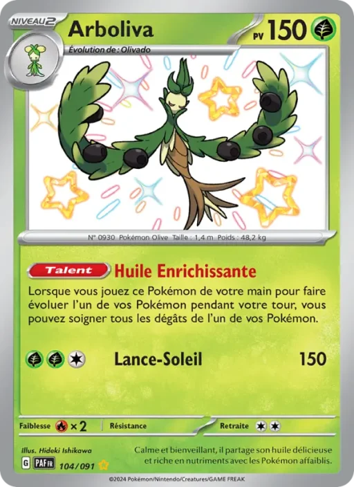 Carte Pokémon Arboliva 104/091 Shiny rare Destinées de Paldea
