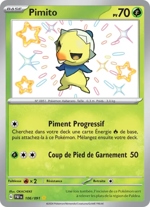 Carte Pokémon Pimito 106/091 Shiny rare Destinées de Paldea