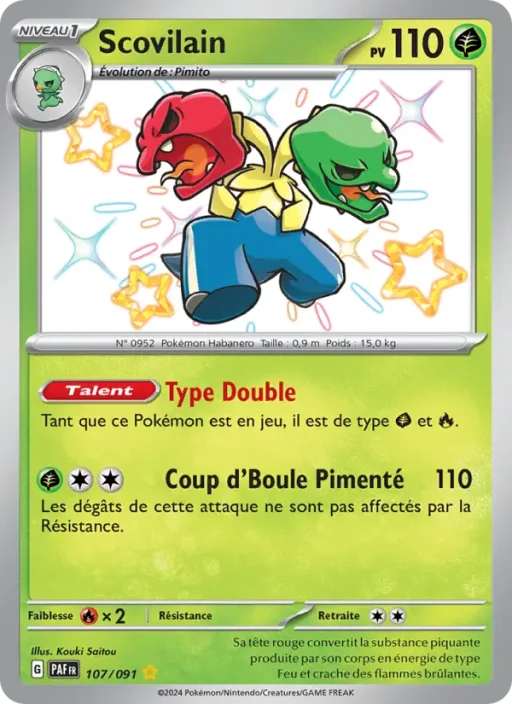 Carte Pokémon Scovilain 107/091 Shiny rare Destinées de Paldea