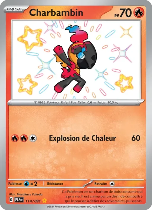 Carte Pokémon Charbambin 114/091 Shiny rare Destinées de Paldea