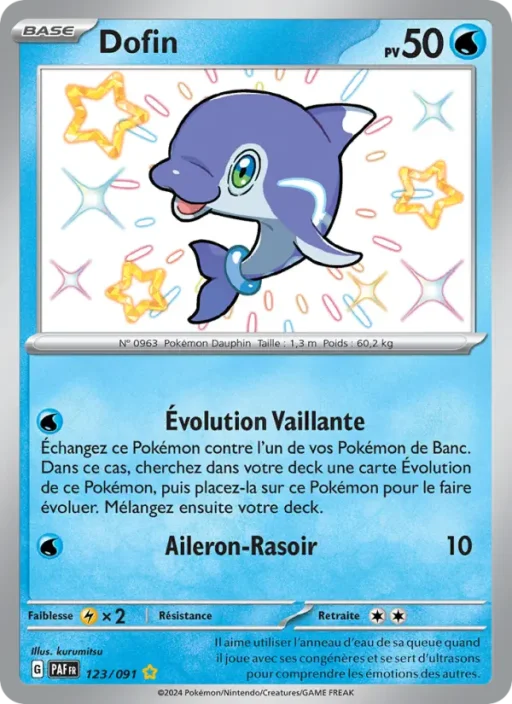 Carte Pokémon Dofin 123/091 Shiny rare Destinées de Paldea