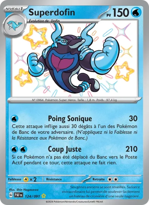 Carte Pokémon Superdofin 124/091 Shiny rare Destinées de Paldea