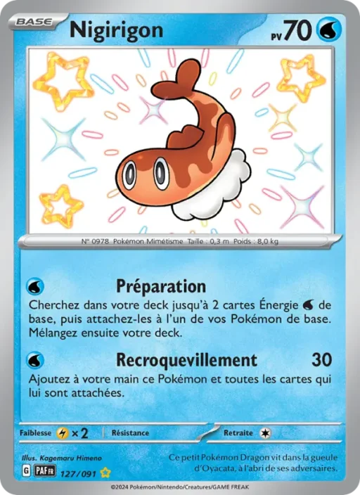 Carte Pokémon Nigirigon 127/091 Shiny rare Destinées de Paldea