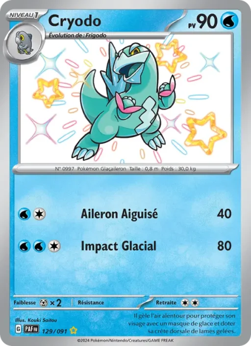 Carte Pokémon Cryodo 129/091 Shiny rare Destinées de Paldea