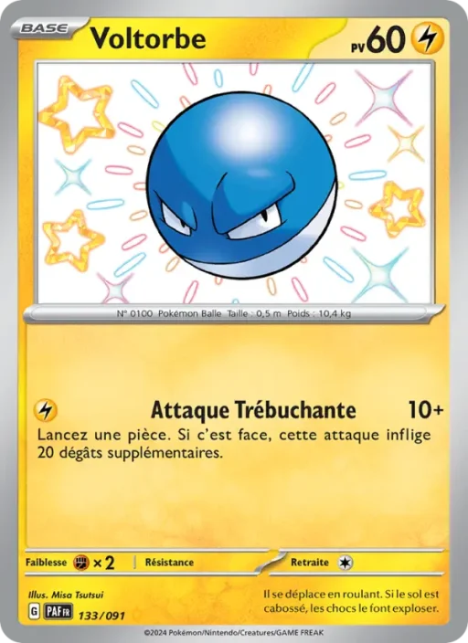 Carte Pokémon Voltorbe 133/091 Shiny rare Destinées de Paldea