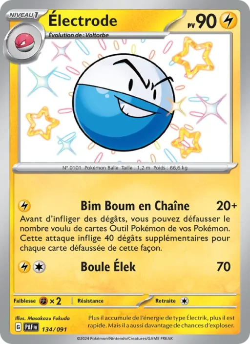 Carte Pokémon Électrode 134/091 Shiny rare Destinées de Paldea