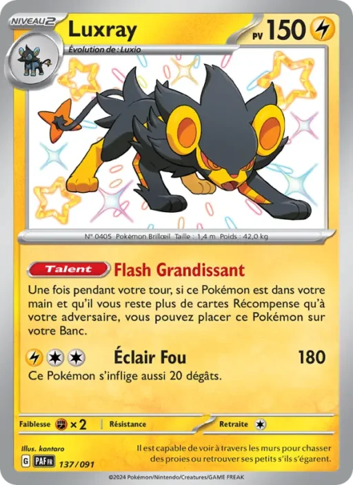 Carte Pokémon Luxray 137/091 Shiny rare Destinées de Paldea