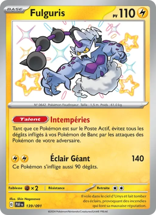 Carte Pokémon Fulguris 139/091 Shiny rare Destinées de Paldea