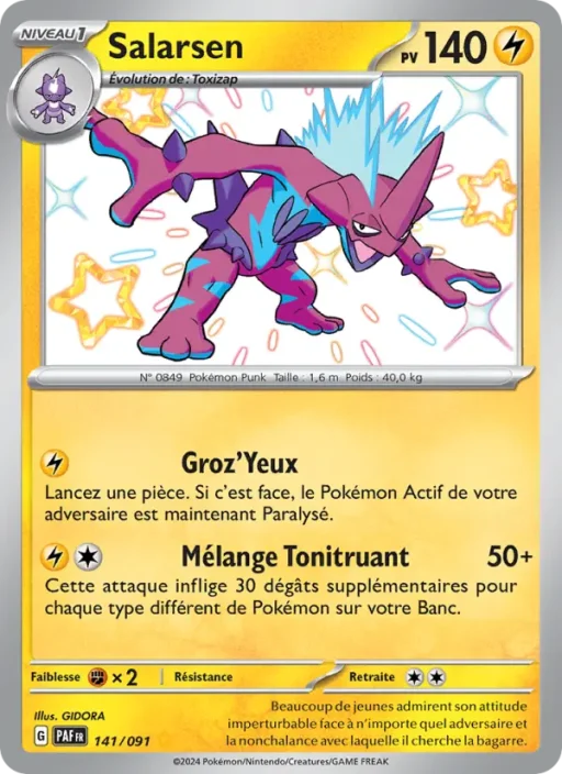 Carte Pokémon Salarsen 141/091 Shiny rare Destinées de Paldea