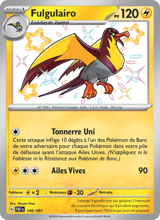 Carte Pokémon Fulgulairo 146/091 Shiny rare Destinées de Paldea