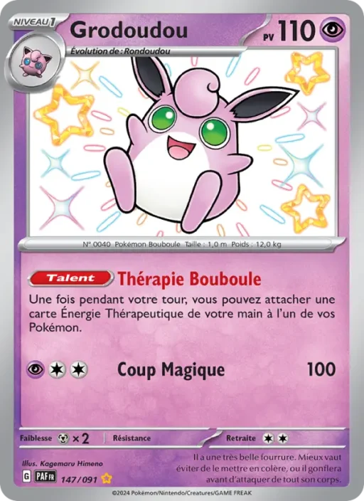 Carte Pokémon Grodoudou 147/091 Shiny rare Destinées de Paldea