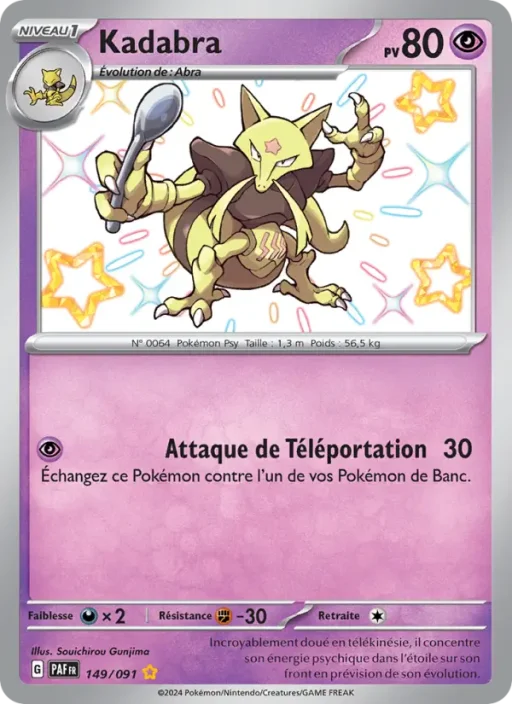 Carte Pokémon Kadabra 149/091 Shiny rare Destinées de Paldea
