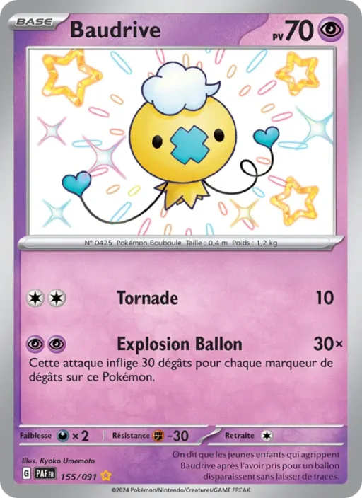 Carte Pokémon Baudrive 155/091 Shiny rare Destinées de Paldea