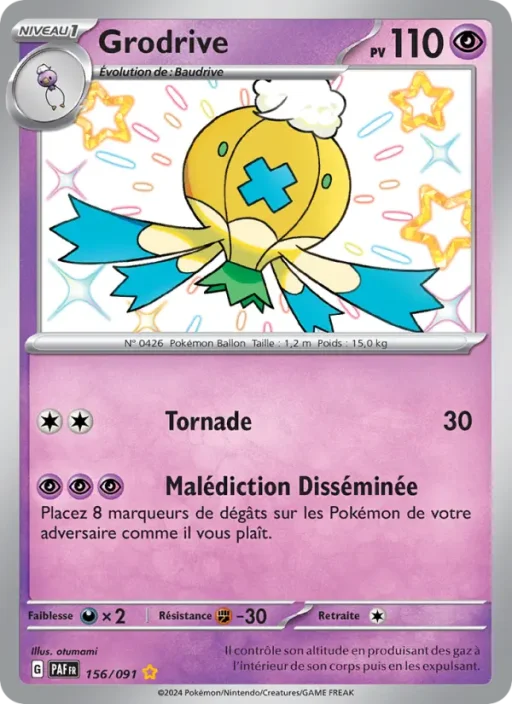 Carte Pokémon Grodrive 156/091 Shiny rare Destinées de Paldea