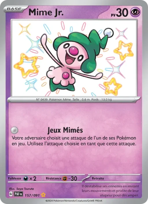 Carte Pokémon Mime Jr. 157/091 Shiny rare Destinées de Paldea