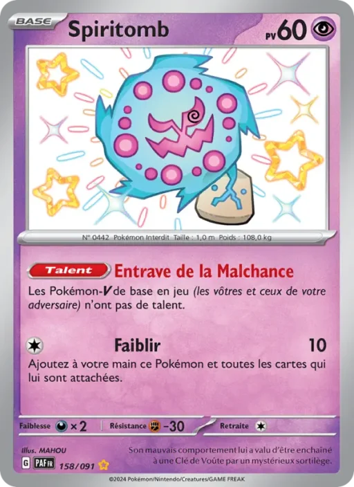 Carte Pokémon Spiritomb 158/091 Shiny rare Destinées de Paldea