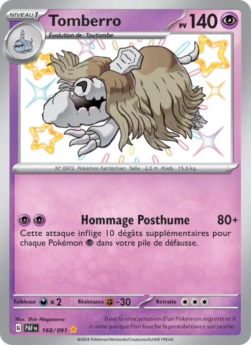 Carte Pokémon Tomberro 168/091 Shiny rare Destinées de Paldea