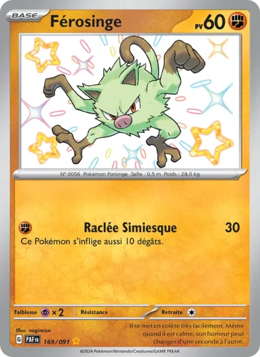 Carte Pokémon Férosinge 169/091 Shiny rare Destinées de Paldea