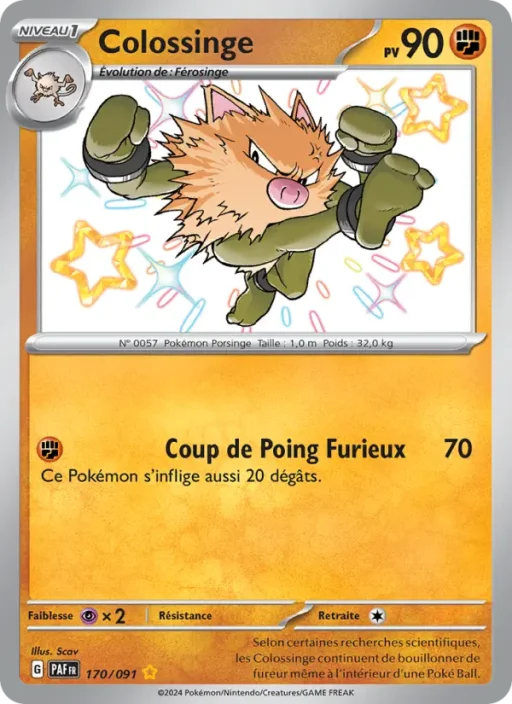 Carte Pokémon Colossinge 170/091 Shiny rare Destinées de Paldea
