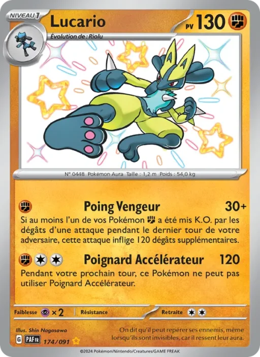 Carte Pokémon Lucario 174/091 Shiny rare Destinées de Paldea