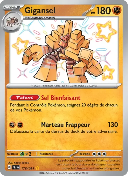 Carte Pokémon Gigansel 178/091 Shiny rare Destinées de Paldea