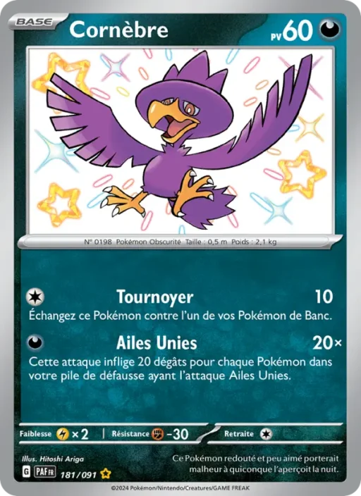 Carte Pokémon Cornèbre 181/091 Shiny rare Destinées de Paldea