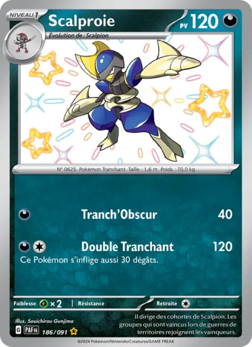 Carte Pokémon Scalproie 186/091 Shiny rare Destinées de Paldea