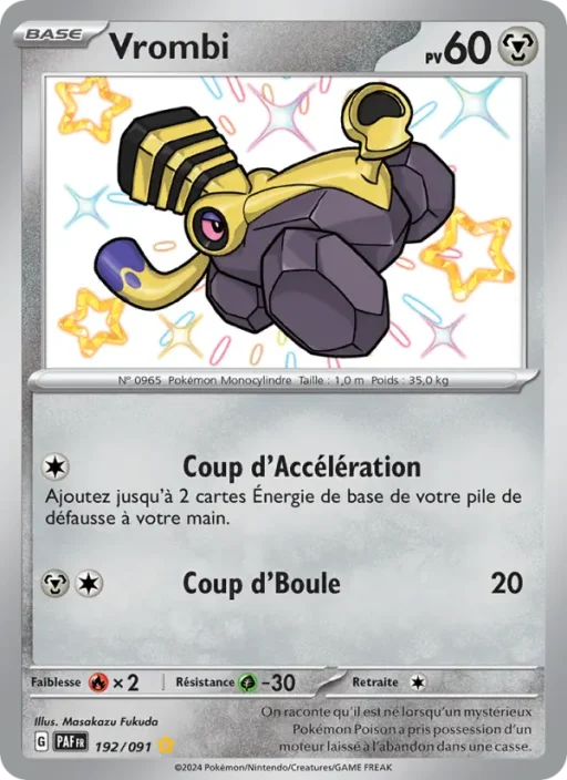 Carte Pokémon Vrombi 192/091 Shiny rare Destinées de Paldea