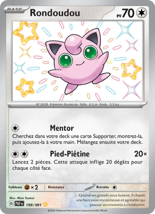 Carte Pokémon Rondoudou 198/091 Shiny rare Destinées de Paldea