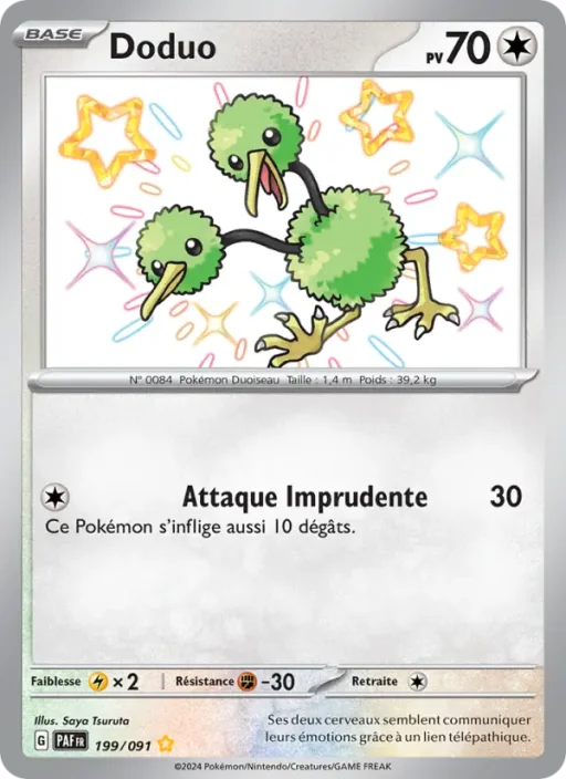 Carte Pokémon Doduo 199/091 Shiny rare Destinées de Paldea