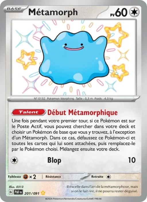 Carte Pokémon Métamorph 201/091 Shiny rare Destinées de Paldea
