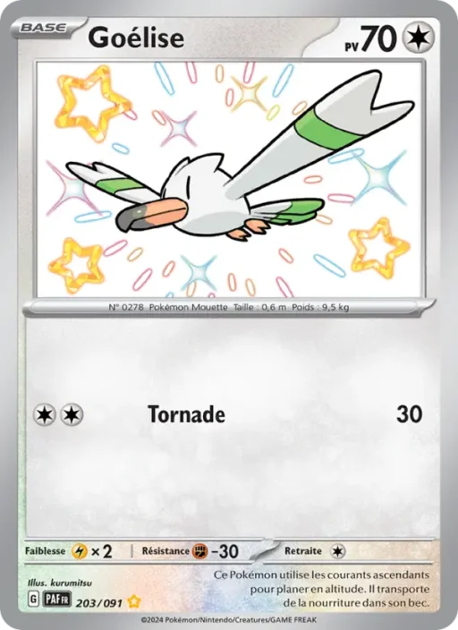 Carte Pokémon Goélise 203/091 Shiny rare Destinées de Paldea