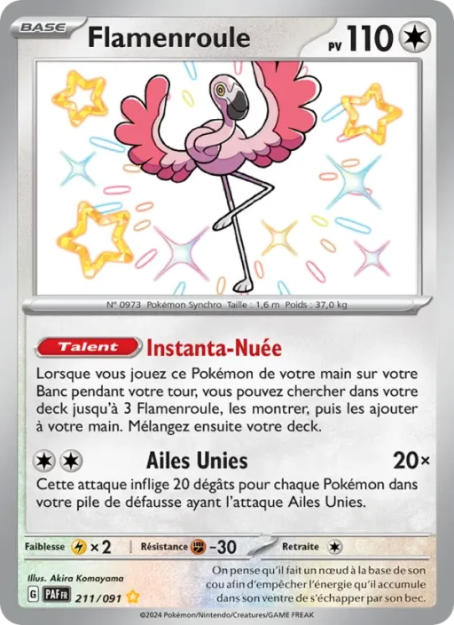 Carte Pokémon Flamenroule 211/091 Shiny rare Destinées de Paldea